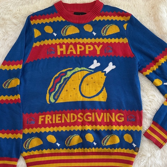 Tipsy Elves Tops - Tipsy Elves Festive Friendsgiving Sweater & Leggings - Blue, Red, Yellow